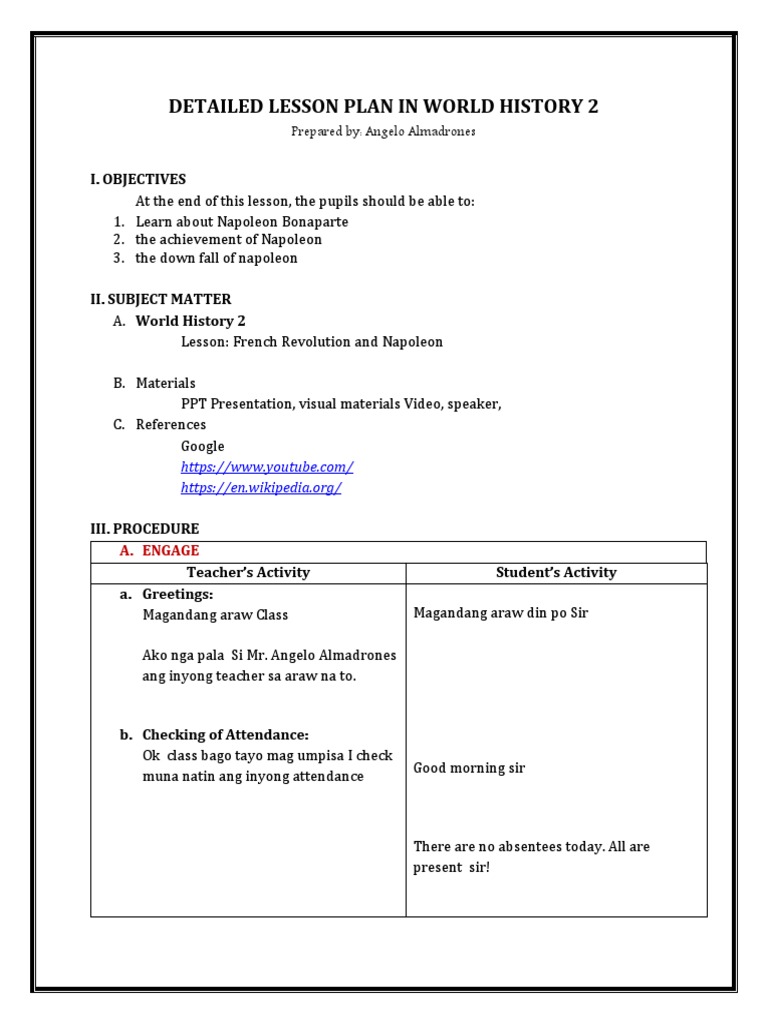 Napoleon and the French Revolution Lesson | PDF | Teaching | Learning