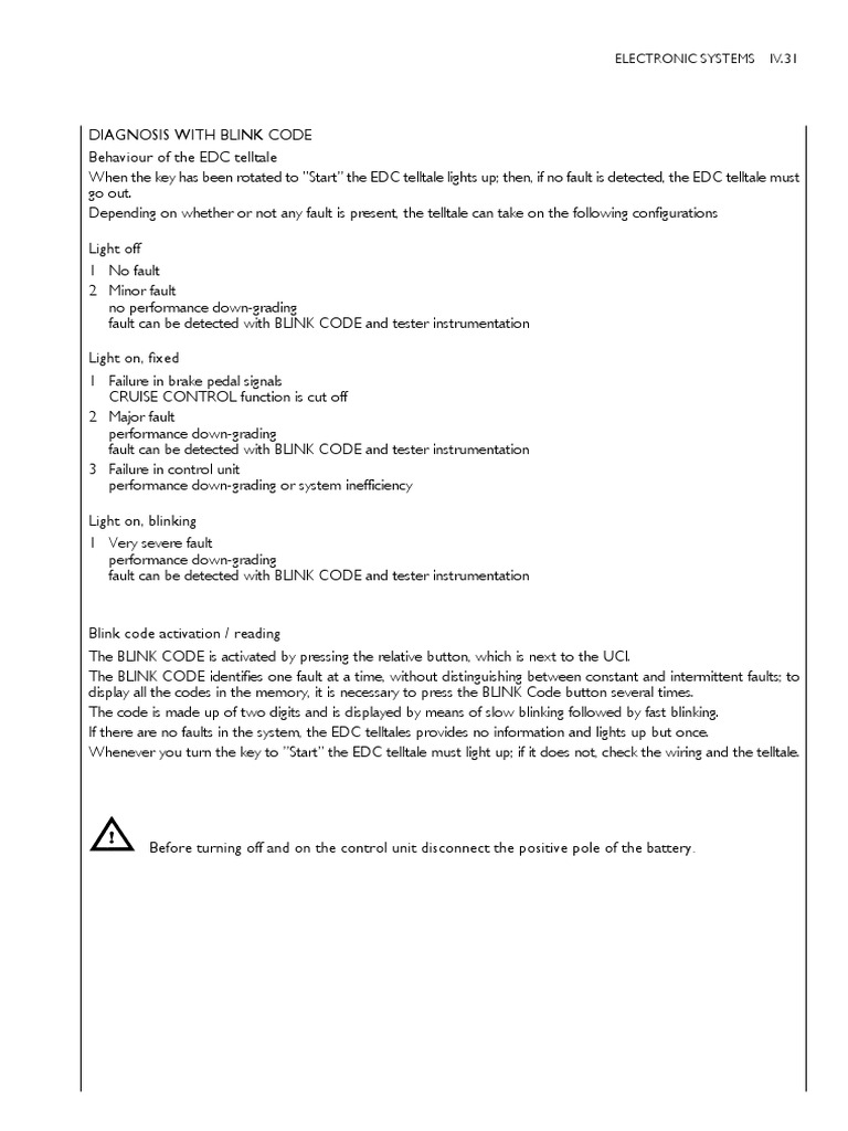 Diagnosis With Blink Code - Edc7 - 2002 - 01 | PDF | Fuel Injection ...