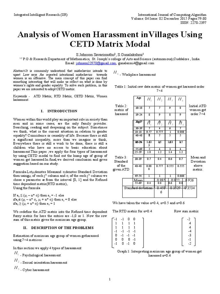 Analysis of Women Harassment Invillages Using CETD Matrix Modal PDF