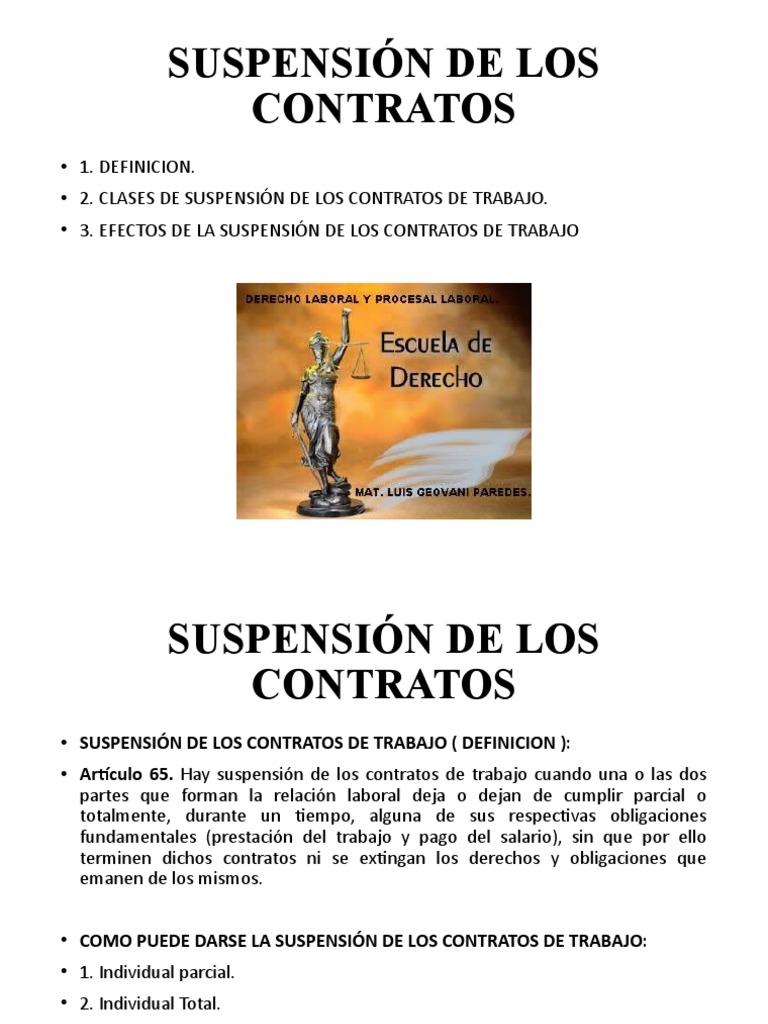 SUSPENSIÓN DE LOS CONTRATOS Clase 3 | PDF | Salario | Justicia