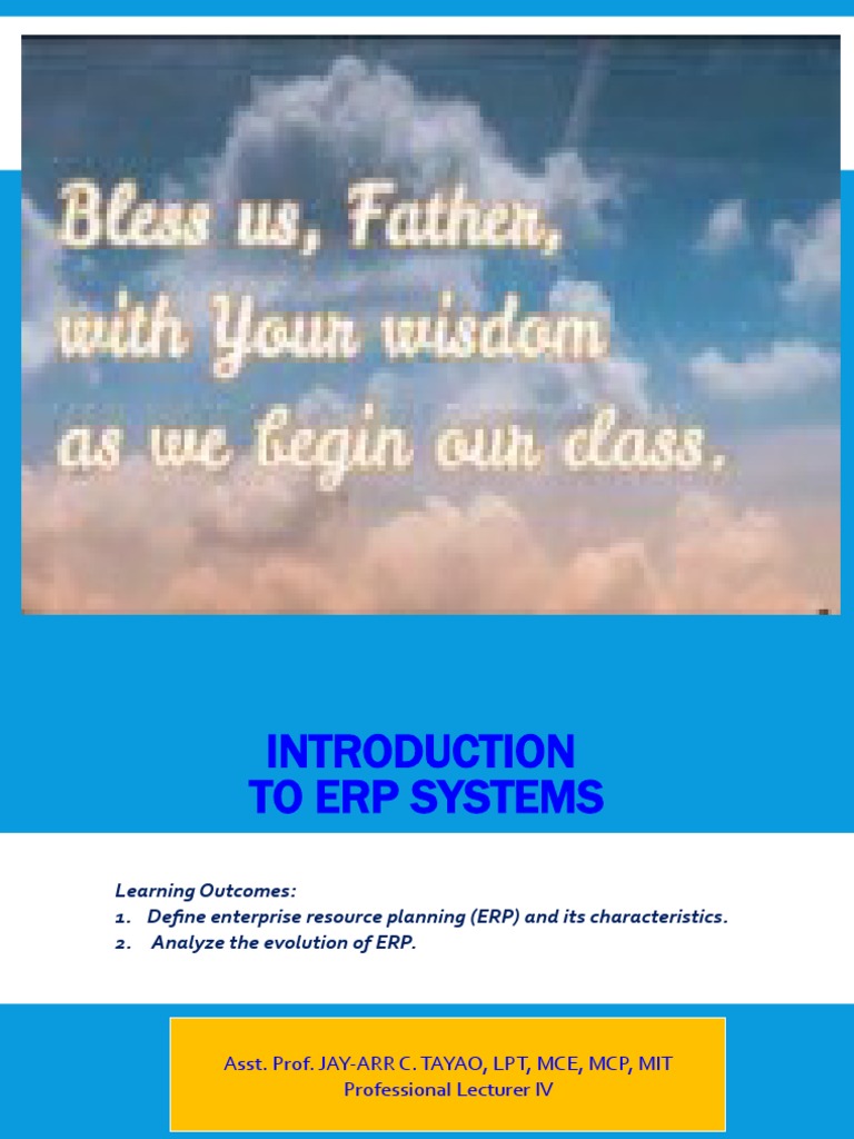Introduction to ERP Systems Overview | PDF | Enterprise Resource ...