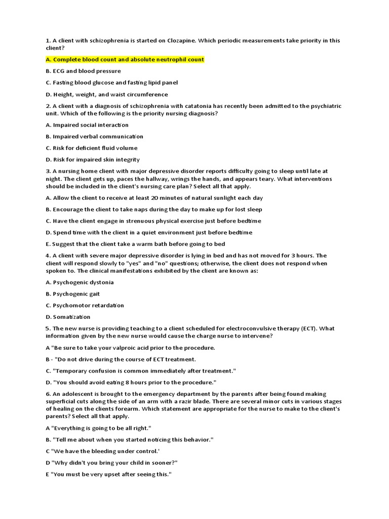 Test Questions Sample | PDF | Osteoporosis | Anxiety Disorder