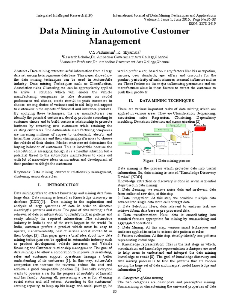 Data Mining in Automotive CustomerManagement | PDF | Data Mining | Business