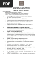 Grade IX Chemistry Winter Holiday Assignment