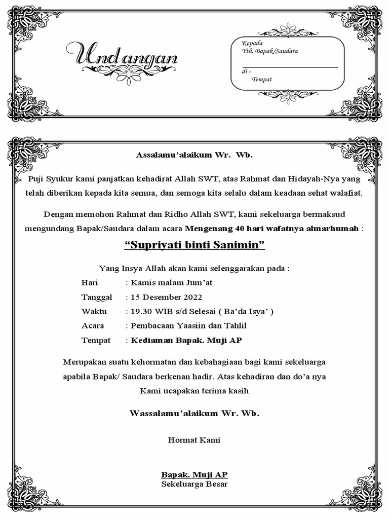 Undangan Yasinan Tahlilan | PDF