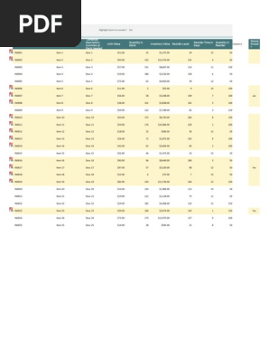 Inventory Sheet
