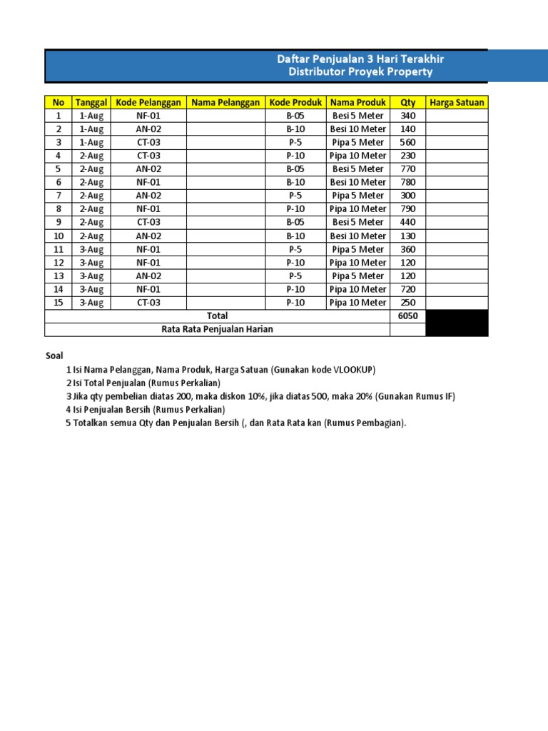 Soal test excel nama pelamar posisi dilamar pdf