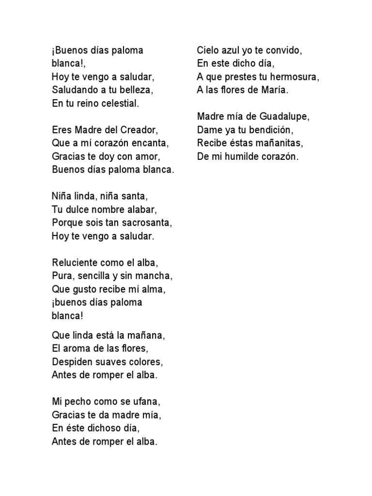 Buenos Dias Paloma Blanca Pdf