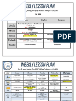 Weekly Plan For Grade 6B2