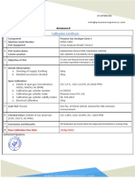 Calibration Certificate for Prozone Gas Analyzer