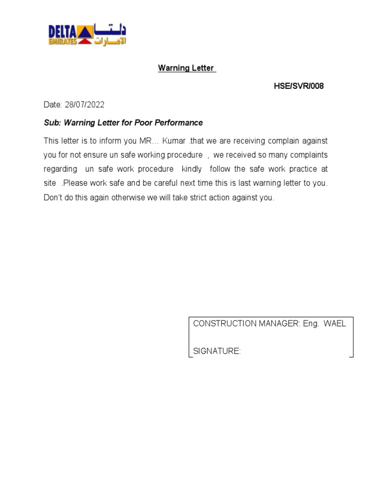 Final Warning for Unsafe Practices | PDF