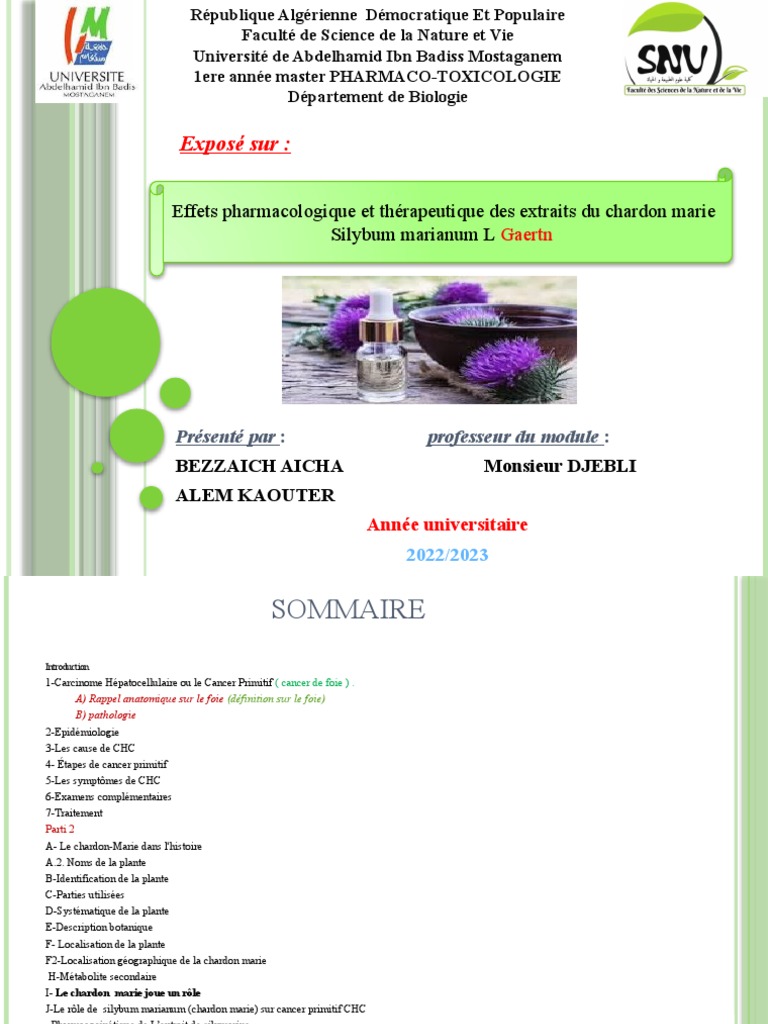 Chardon-Marie et cancer du foie | PDF | Maladies et troubles | Médecine ...