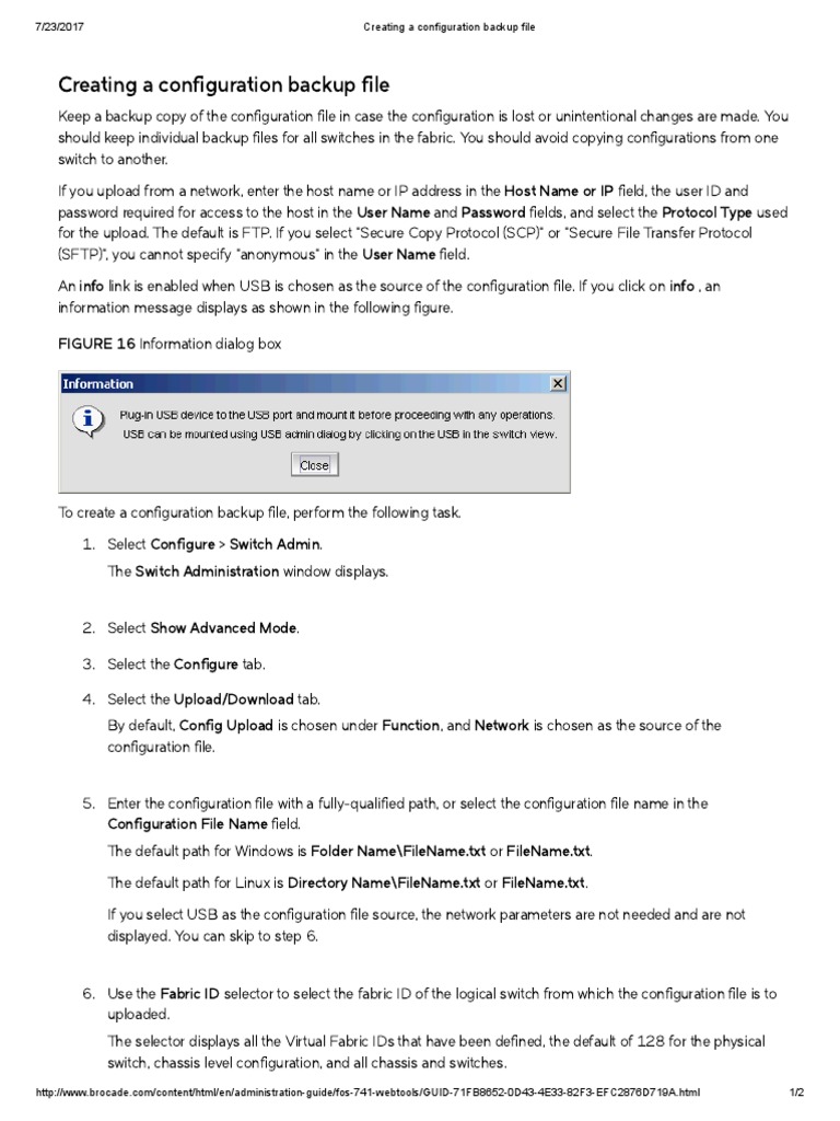 Creating A Configuration Backup File On Brocade SAN Switch PDF