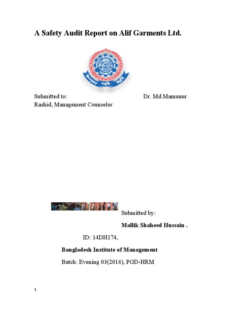Alif Garments Ltd Safety Audit Report | PDF | Occupational Safety And ...