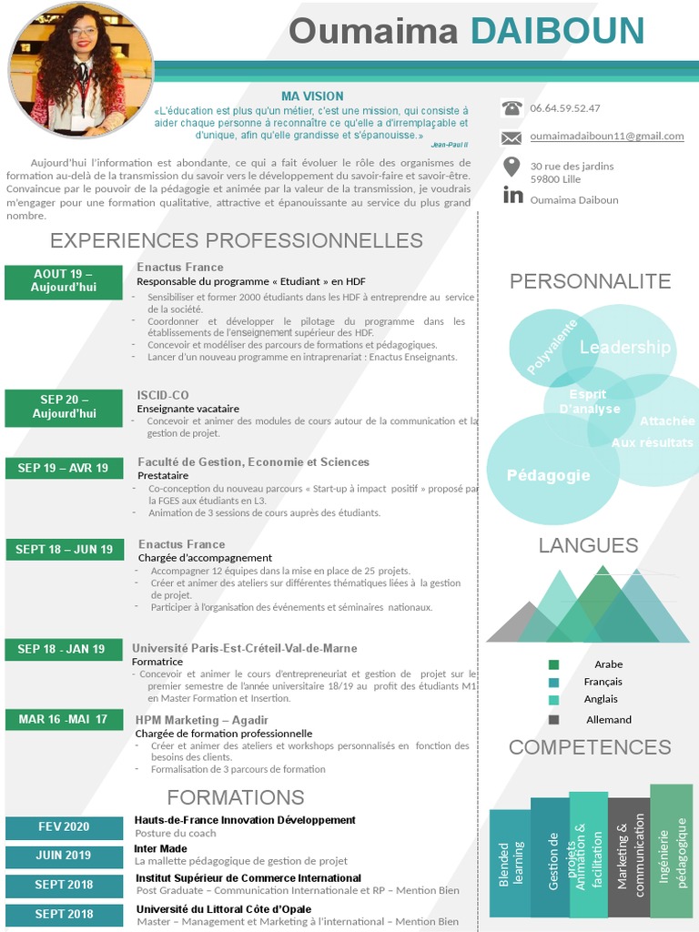 CV Formation À Modifier (Enregistrement Automatique) | PDF | Pédagogie ...