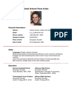 Daniel Antonio Perez Aviles: Personal Information