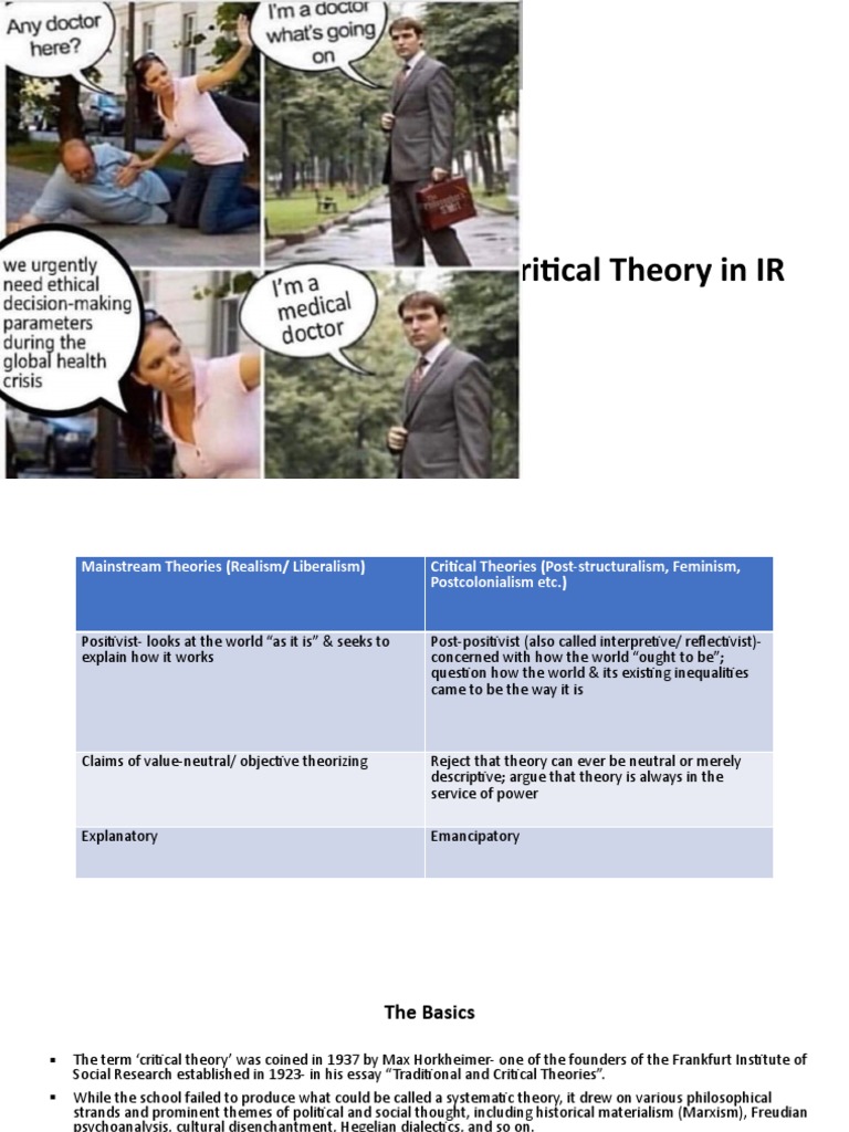 Critical Theory PostStructuralism PDF Frankfurt School Critical Theory