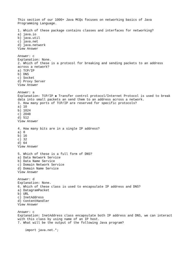 Networking Basics of Java PDF Protocols Transmission Control Protocol