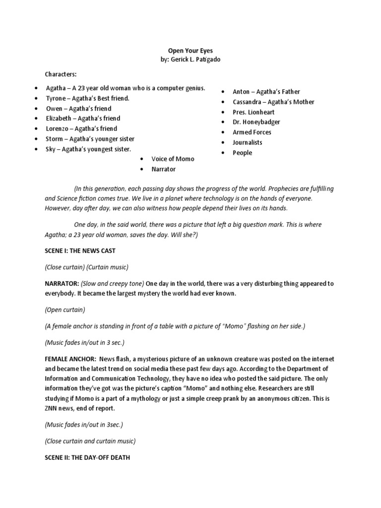 Open Your Eyes (Script) | PDF