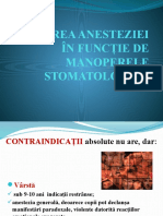 Anestezia in Functie de Manoperele Stomatologice
