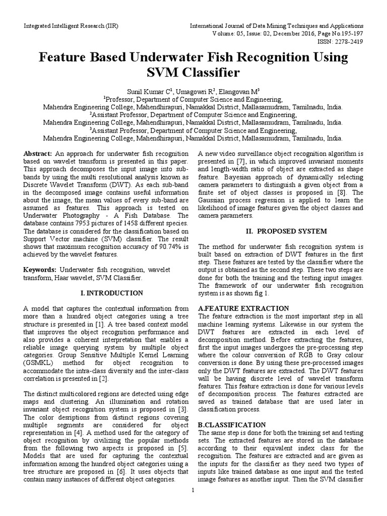 Underwater Fish Recognition Using SVM | PDF | Statistical ...