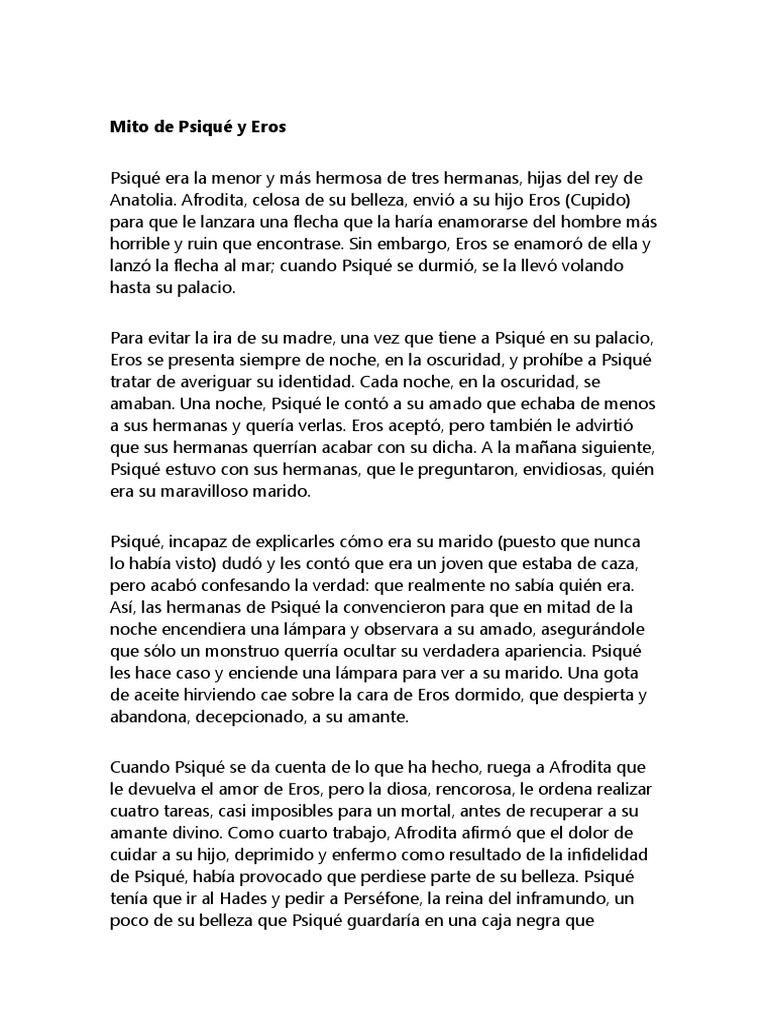 Mito de Psiqué y Eros | PDF | Mitología romana | Religión Griega Antigua