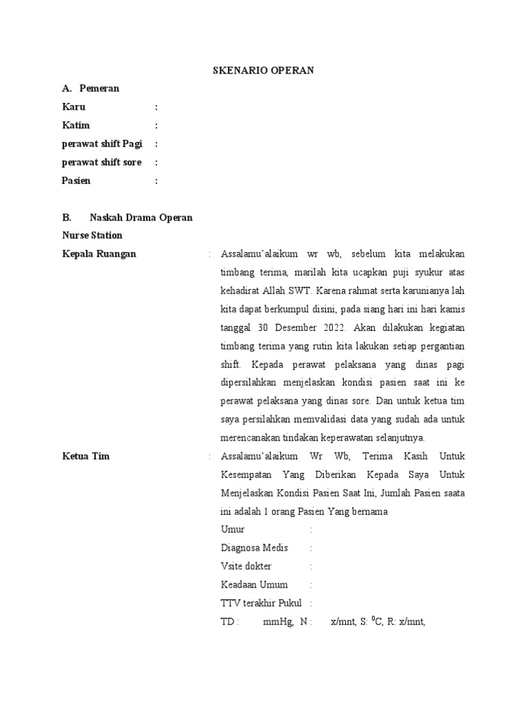 Contoh Operan Shift Perawat | PDF