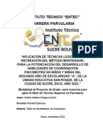 Técnicas lúdicas Montessori para habilidades coordinación niños Escuela San Roque 2022