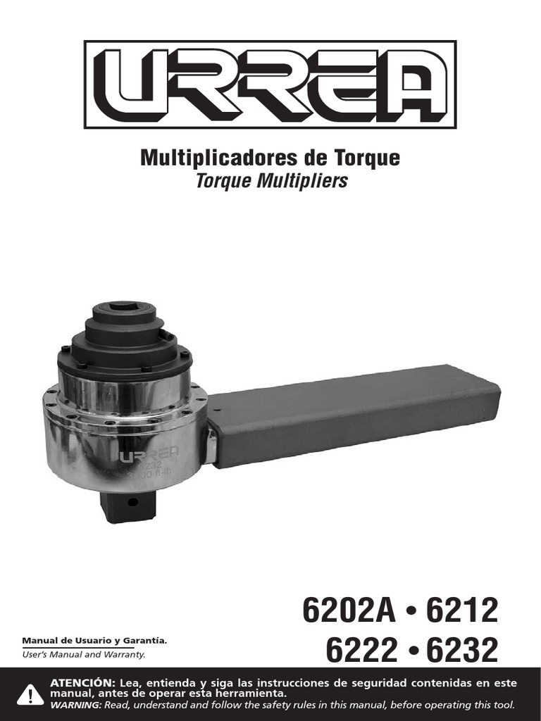 Manual de Uso Multiplicadores de Torque | PDF | Tornillo | Herramientas