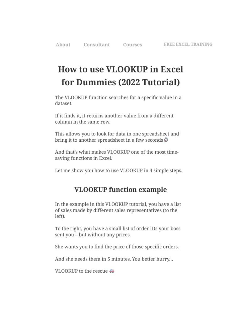 How To Use VLOOKUP in Excel For Dummies (2022 Tutorial) Download Free