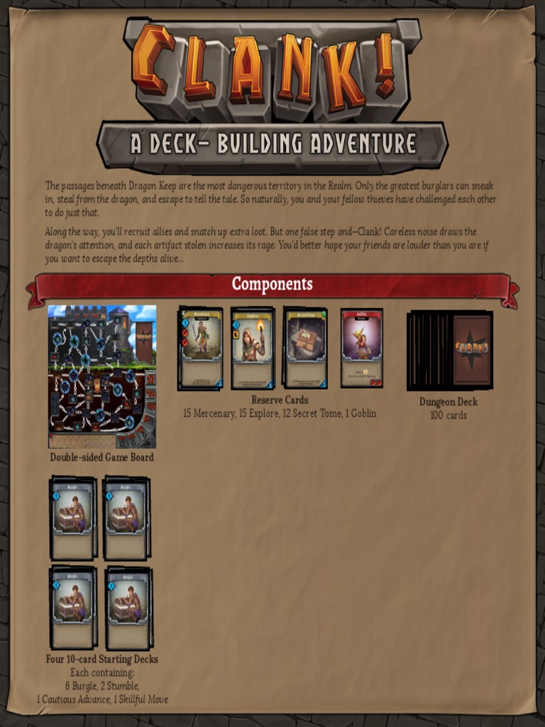 Clank! Game Setup and Rules Guide | PDF