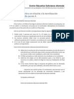 Declaración Pública CEESA en Relación A La Movilización Del Día Jueves 4.