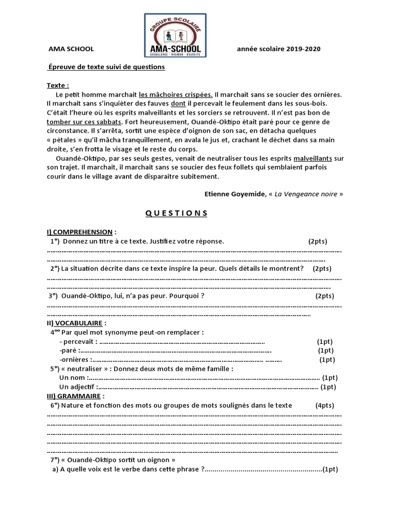 4ème TSQ Année Scolaire 2019 | PDF | Linguistique
