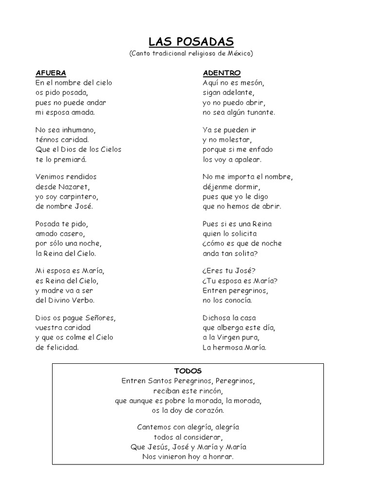 Letras de las Posadas Mexicanas | PDF