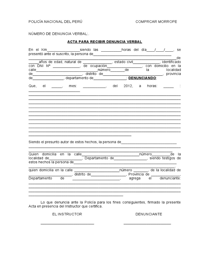 ACTA DE DENUNCIA VERBAL | PDF