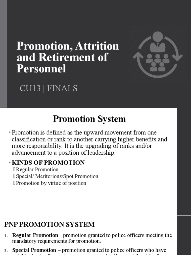 PNP Promotion and Attrition Guidelines | PDF | Sergeant | Lieutenant