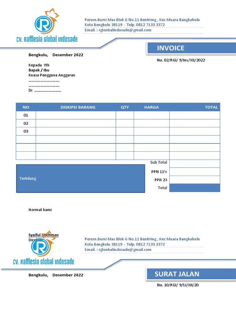 Invoice dan Kwitansi Pengiriman Barang | PDF