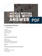 (Free PDF) Article Writing MCQs - Q&A - CBSE Class 12 (TERM 1)