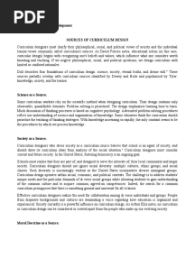Sources of Curriculum Design - Notes