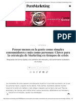 Pensar Menos en La Gente Como Simples Consumidores y Más Como Personas - Claves para La Estrategia de Marketing en Tiempos de Crisis