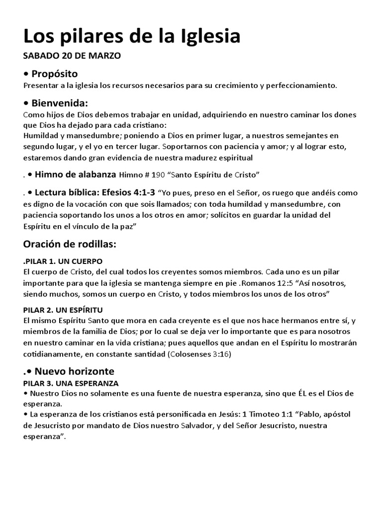 Los Pilares de La Iglesia SABADO 20 DE MARZO | PDF | Jesús | Fe