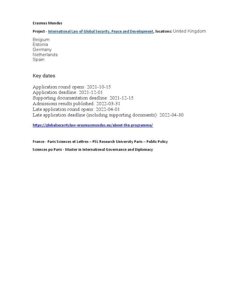 Erasmus Mundus Pdf