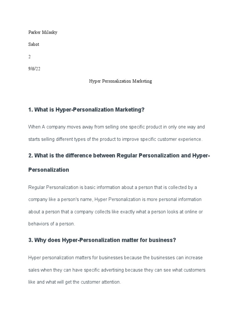 Hyper Personalization 1 | PDF