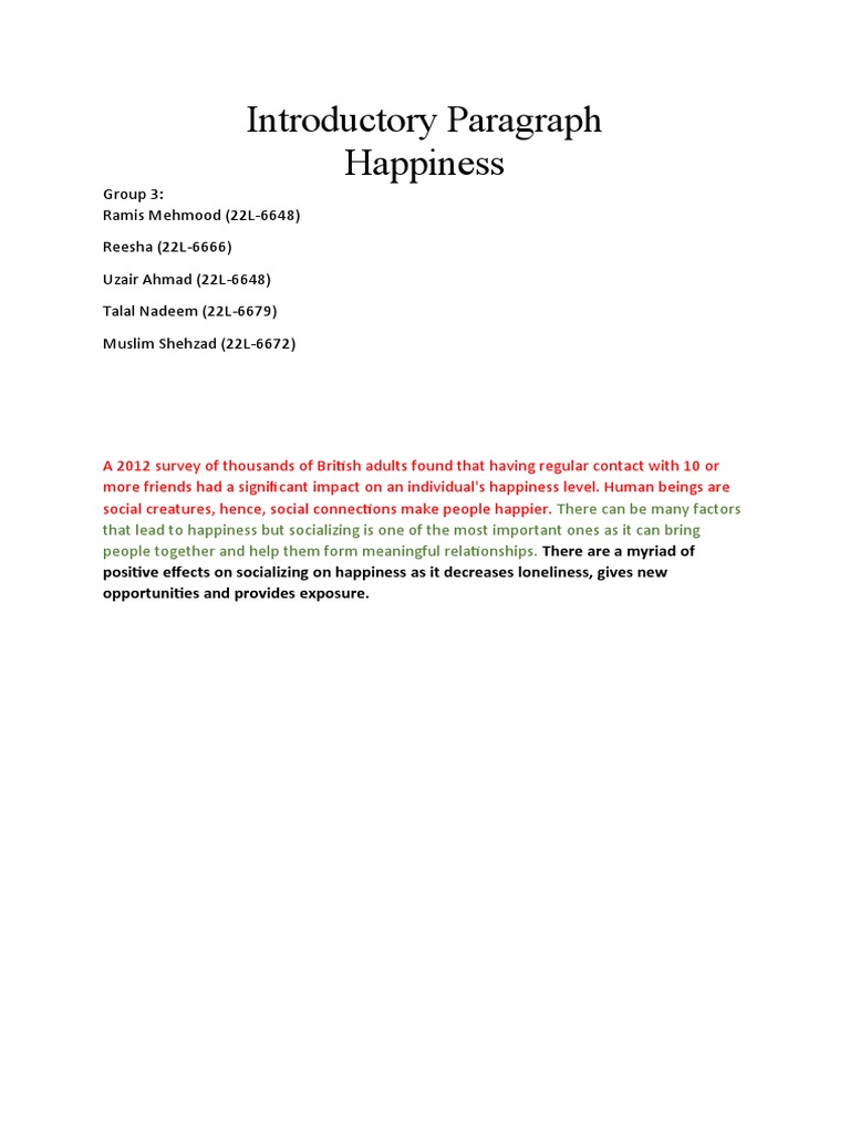 Introductory Paragraph | PDF