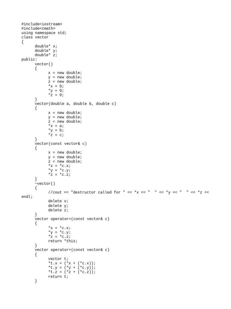 Implementing Basic Vector Operations and Overloading Related Operators ...
