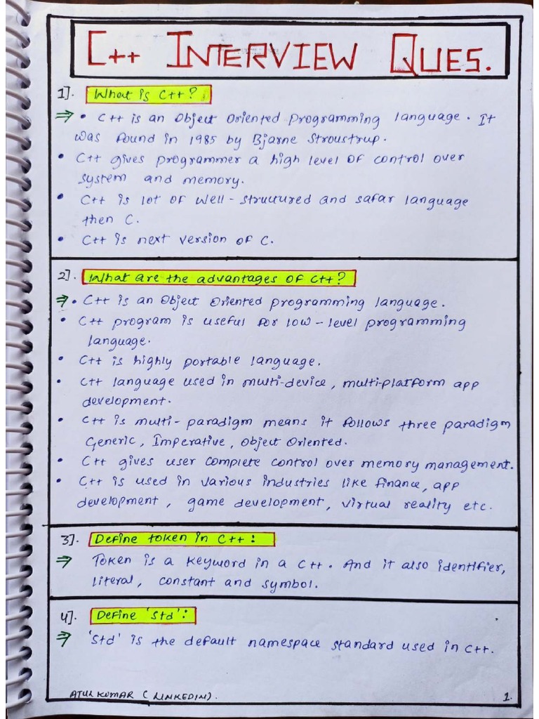 C++ Interview Questions PDF