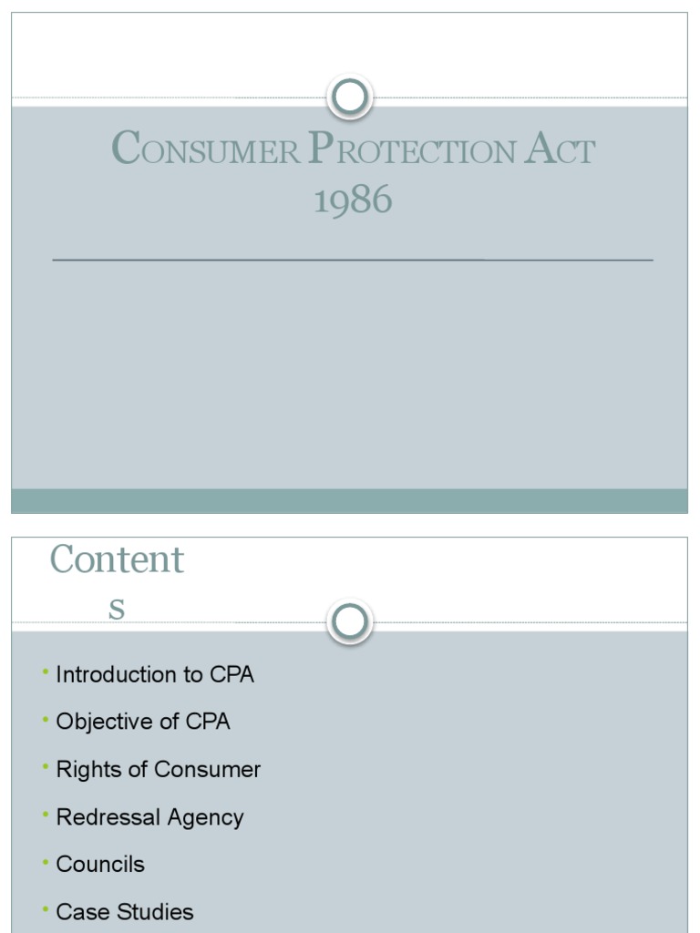 Overview of the Consumer Protection Act | PDF | Consumer Protection ...