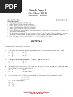 Sample Paper 1: Class-X Exam - 2022-23 Mathematics - Standard