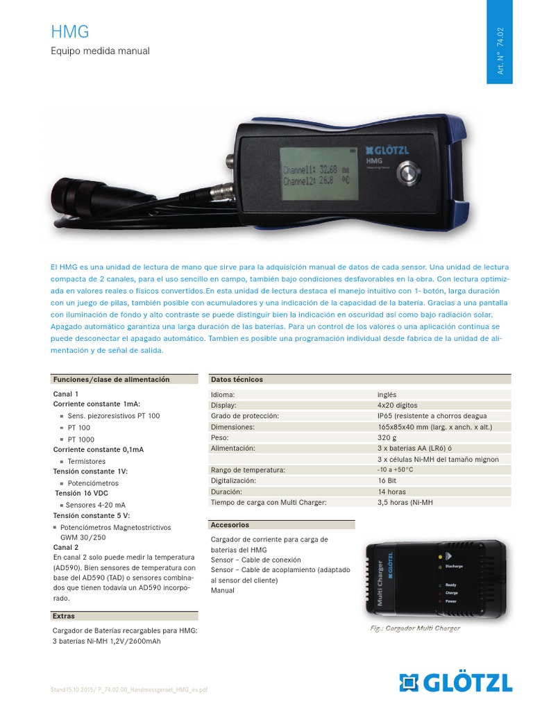Unidad de Lectura Manual HMG 74.02 | PDF | Cargador de batería ...
