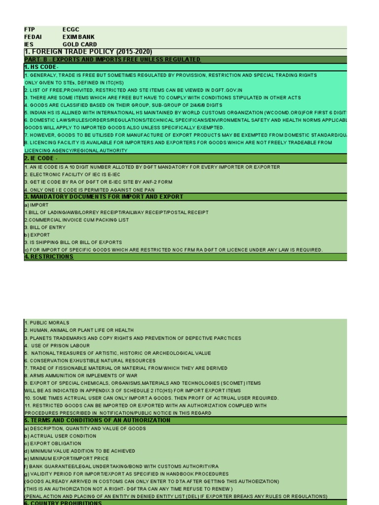 India Foreign Trade Policy Overview | PDF | Customs | Reserve Bank Of India